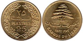 монета Ливан 25 пиастров 1972