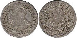 монета Силезия-Лигниц-Бриг3 крейцера 1668