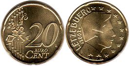 монета Люксембург 20 евро центов 2002