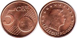 монета Люксембург 5 евро центов 2002