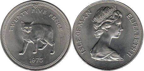 монета Мэн Остров 25 пенсов 1975