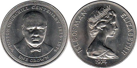 монета Мэн остров крона 1974