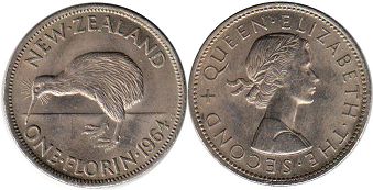 монета Новая Зеландия 1 флорин 1964