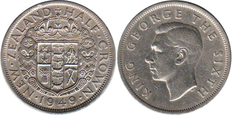 монета Новая Зеландия 1/2 кроны 1949