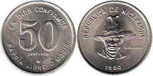 монета Никарагуа 50 сентаво - Nicaragua 50 cebtavos 1980