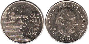 монета Норвегия 10 крон 2010