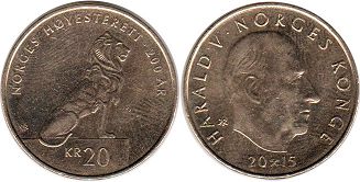 монета Норвегия 20 крон 2015