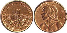 монета Панама 1 сентесимо 1937