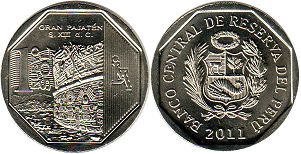 монета Перу 1 новый соль 2011