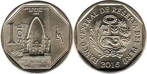 монета Перу 1 соль 2016