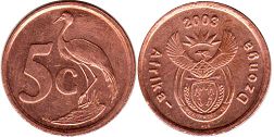 монета ЮАР 5 центов 2003
