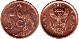монета ЮАР 5 центов 2011