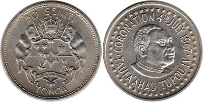 монета Тонга 50 сенити 1967