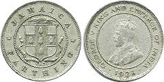 монета Ямайка 1 фартинг 1928