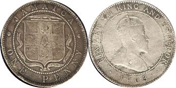 монета Ямайка 1 пенни 1903