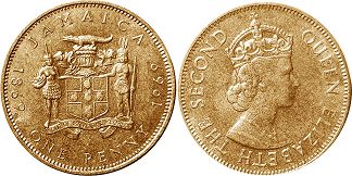 монета Ямайка 1 пенни 1969