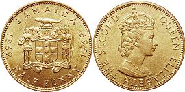 монета Ямайка 1/2 пенни 1969