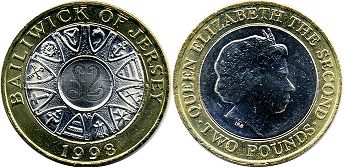 монета Джерси 2 фунта 1998