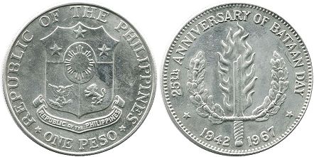 монета Филиппины 1 песо 1967