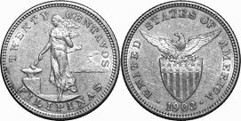 монета Филиппины 20 сентаво 1903