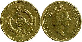 монета Великобритания 1 фунт 1996