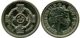 монета Великобритания 1 фунт 2001