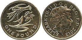 монета Великобритания 1 фунт 2013