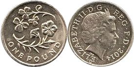 монета Великобритания 1 фунт 2014