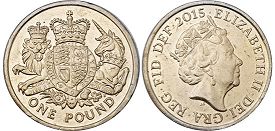 монета Великобритания 1 фунт 2015