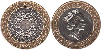 монета Великобритания 2 фунта 1997