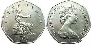 монета Великобритания 50 пенсов 1982