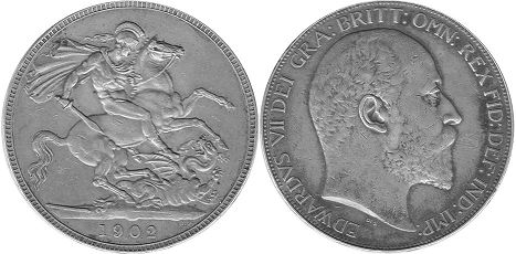 монета Великобритания 1 крона 1902