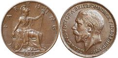 монета Великобритания 1 фартинг 1921