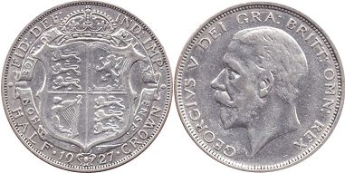 монета Великобритания 1/2 кроны 1927