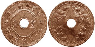 монета Китай 1 фынь 1916