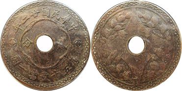 монета Китай 2 фынь 1933