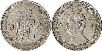 монета Китай 50 фынь 1942