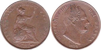 монета Великобритания 1/2 пенни 1831
