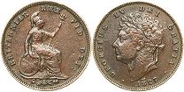 монета Великобритания 1/3 фартинга 1827