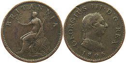 монета Великобритания фартинг 1806