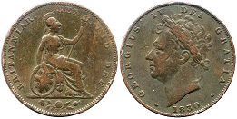 монета Великобритания 1 фартинг 1830