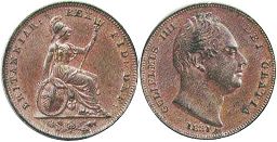 монета Великобритания 1 фартинг 1831