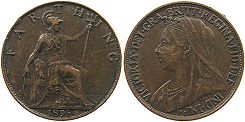 монета Великобритания 1 фартинг 1898