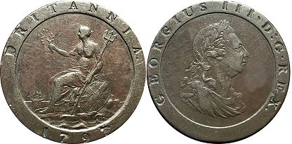монета Великобритания 1 пенни 1797