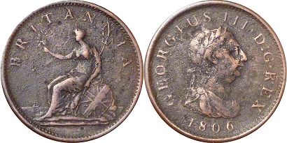 монета Великобритания 1 пенни 1806