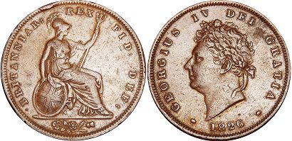 монета Великобритания 1 пенни 1826