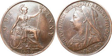 монета Великобритания 1 пенни 1899