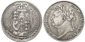 монета Великобритания 1 шиллинг 1824
