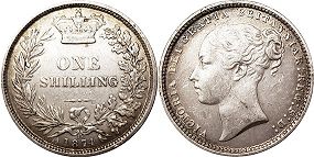 монета Великобритания 1 шиллинг 1874