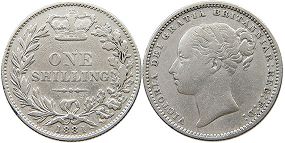монета Великобритания 1 шиллинг 1881
